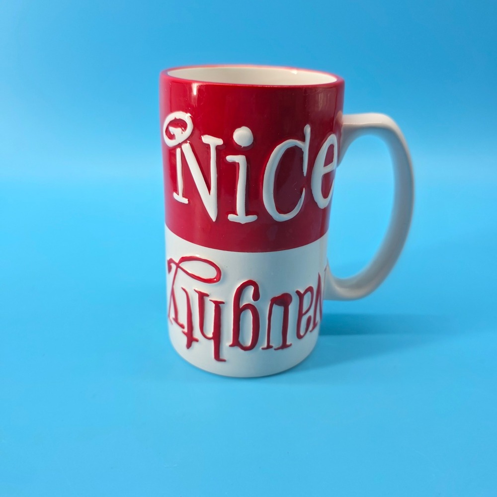 Hallmark Naughty or Nice reversible Christmas Ceramic Coffee Mug Red White